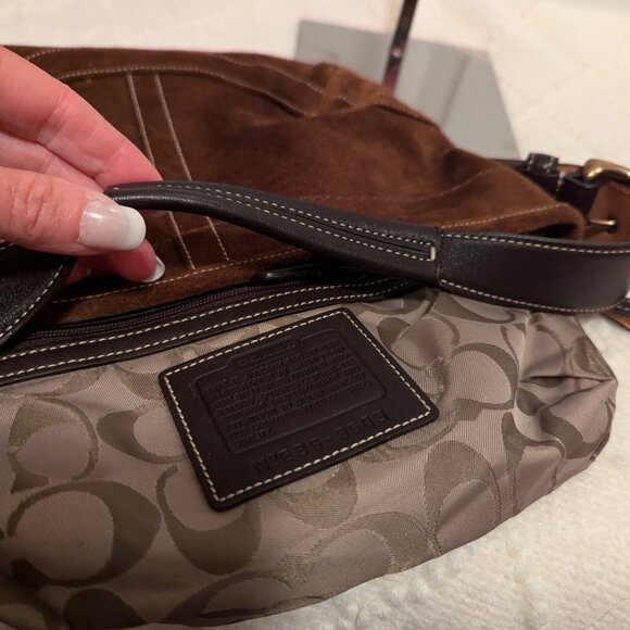 Rare Coach Handbag Brown Hobo Suede 9503 - Picture 10 of 11